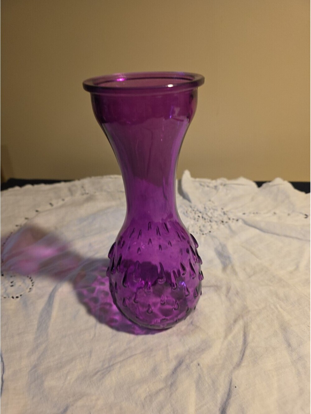 Tall PURPLE Stained Glass Bulb Forcing Vase